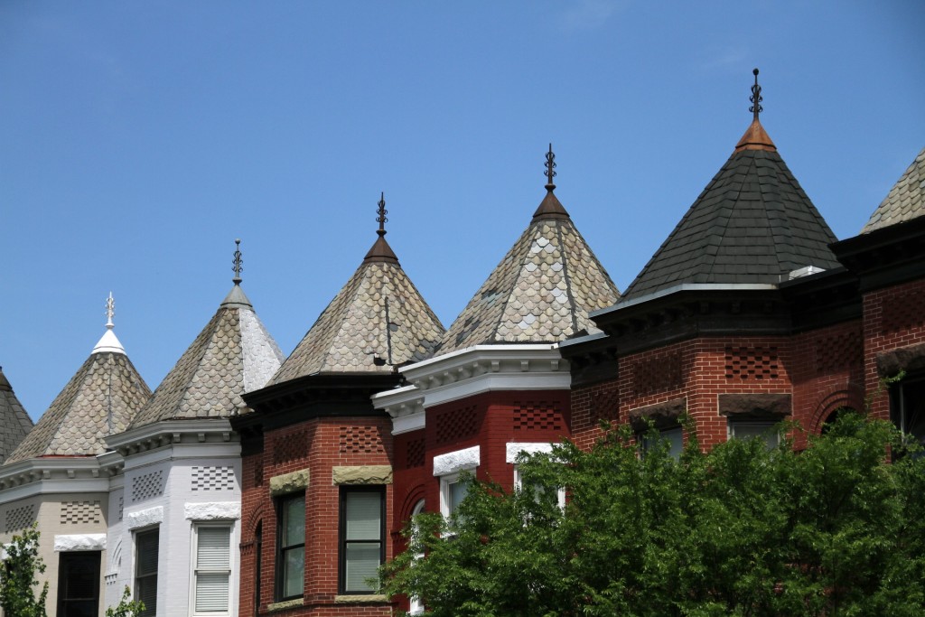 Historic row houses line the streets of DC's Columbia Heights.